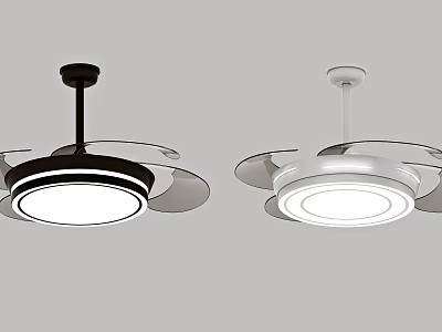 Air Conditioner Fan Black And White Modern Ceiling Design With Light 3d model