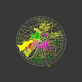 Aerial Urban Planning Design With Modern High Rise Buildings Road Green Areas And Streetlights