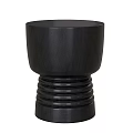 Black Modern Side Table With Ribbed Base And Smooth Circular Top