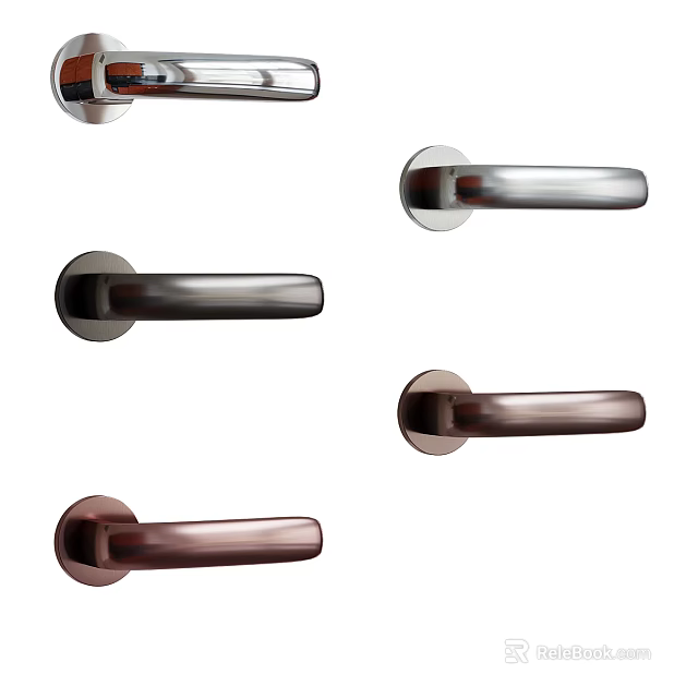 Modern Door Handles With Various Color Options For Home Interior Design 3d model 