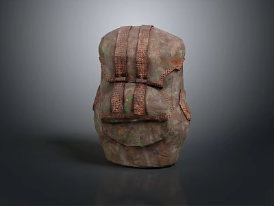 Vintage Brown Backpack With Adjustable Straps Buckle Design And Rugged Texture 3d model
