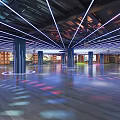 Modern Nightclub Interior With Colorful Lights And Spacious Dance Floor