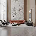 Modern Loft Living Room Interior With Wooden Decor Art And Plants