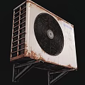 Samsung Rusted White Air Conditioner Fan with Black Fan Component and External Wires