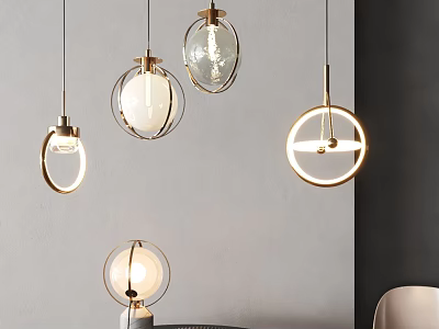Modern Pendant Lights Glass Globe Design Gold Metal Frame Stylish Hanging Ceiling Lamps 3d model