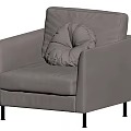 Modern Single Sofa Upholstered With Round Pillow And Sleek Metal Legs