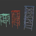 Three Natural Branch Constructed Architectural Towers With Crossed Frame Structures And Different Heights
