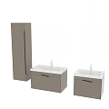 Modern Bathroom Washbasin Cabinet with Storage and Round Mirror
