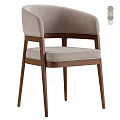 Modern Dining Chair With Wooden Frame And Light Gray Fabric Upholstered Comfortable Seat