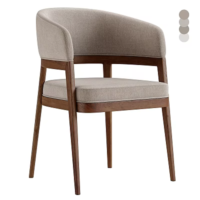 Modern Dining Chair With Wooden Frame And Light Gray Fabric Upholstered Comfortable Seat 3d model