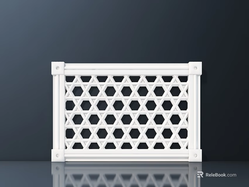 Modern White Entryway Side Cabinet With Hexagonal Lattice Design And Sleek Frame 3d model