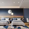 Modern Hotel Guest Room Interior Design With King Bed Wooden Floor Minimalist Walls And Sofa