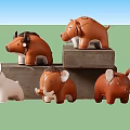 Brown And White Animal Shaped Home Decor Figurines With Various Designs