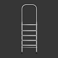 Silver Metal Four Step Ladder With Reflective Surface On Black Background 3d model