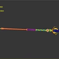 Golden Scepter Design With Pink Ends Purple Accents And Circular Element