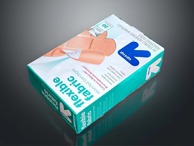 Flexible Adhesive Bandages Packaging Box With 20 Strips For Daily Wound Care Supplies 3d model