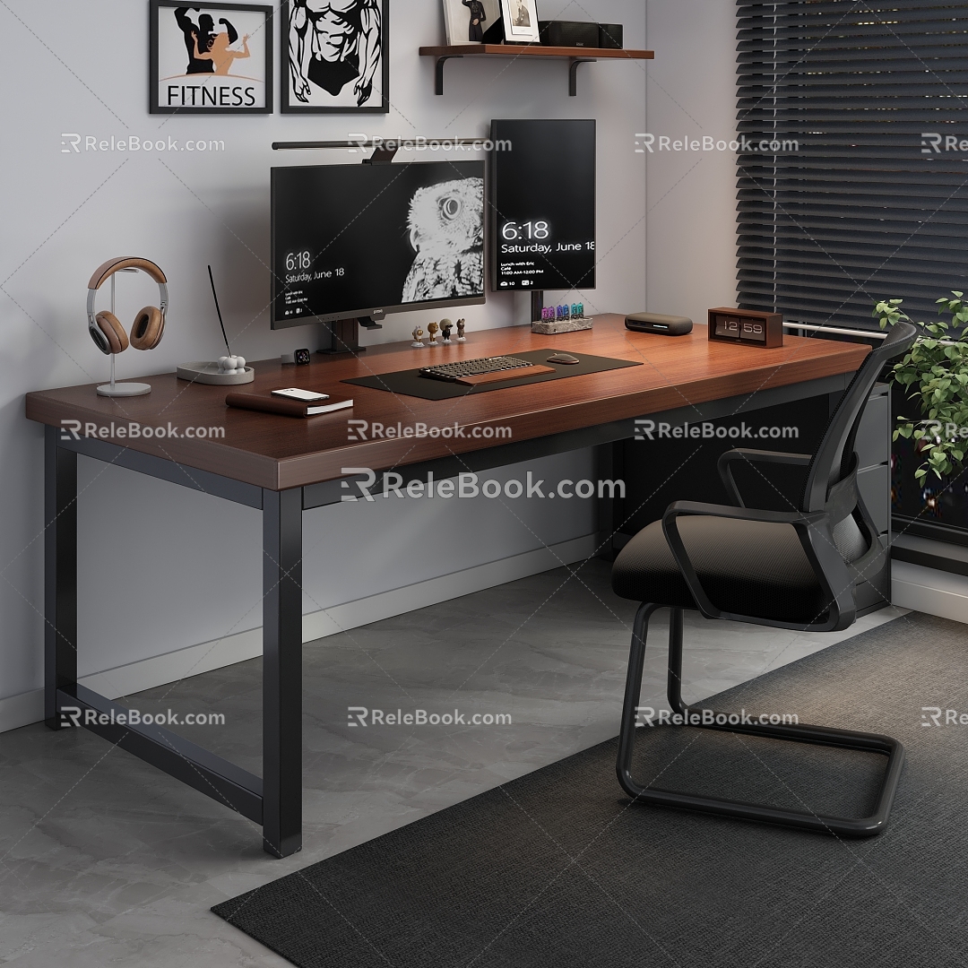 Computer Desk Desk Computer Chair Table and Chair Combination Office Desk Steel Wood Computer Desk model