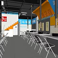 Korean Grill Restaurant Modern Open Dining Space With Metal Tables And Chairs