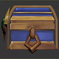Blue And Gold Chest With Green Gem Star Shaped Ornament And Chain