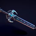 Detailed Fantasy Sword with Glowing Runes Intricate Hilt and Metallic Texture Design