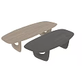 Modern Wooden Dining Table With Oval Top And Unique Curved Legs Design
