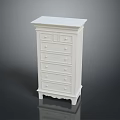 White Chest of Drawers with Classical Design and Carved Base Features Multiple Drawers