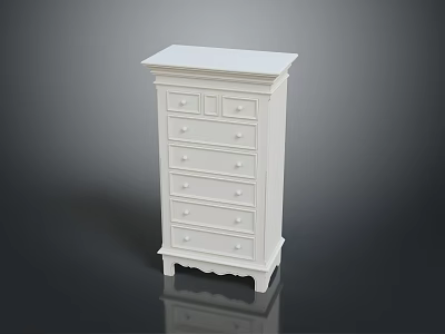 White Chest of Drawers with Classical Design and Carved Base Features Multiple Drawers 3d model