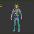 Futuristic Character In Green Armor With Colorful Accents And Mythical Creature Companion