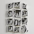 Silver Metallic Decorative Wall Hangings With Geometric Shapes And Reflective Surfaces