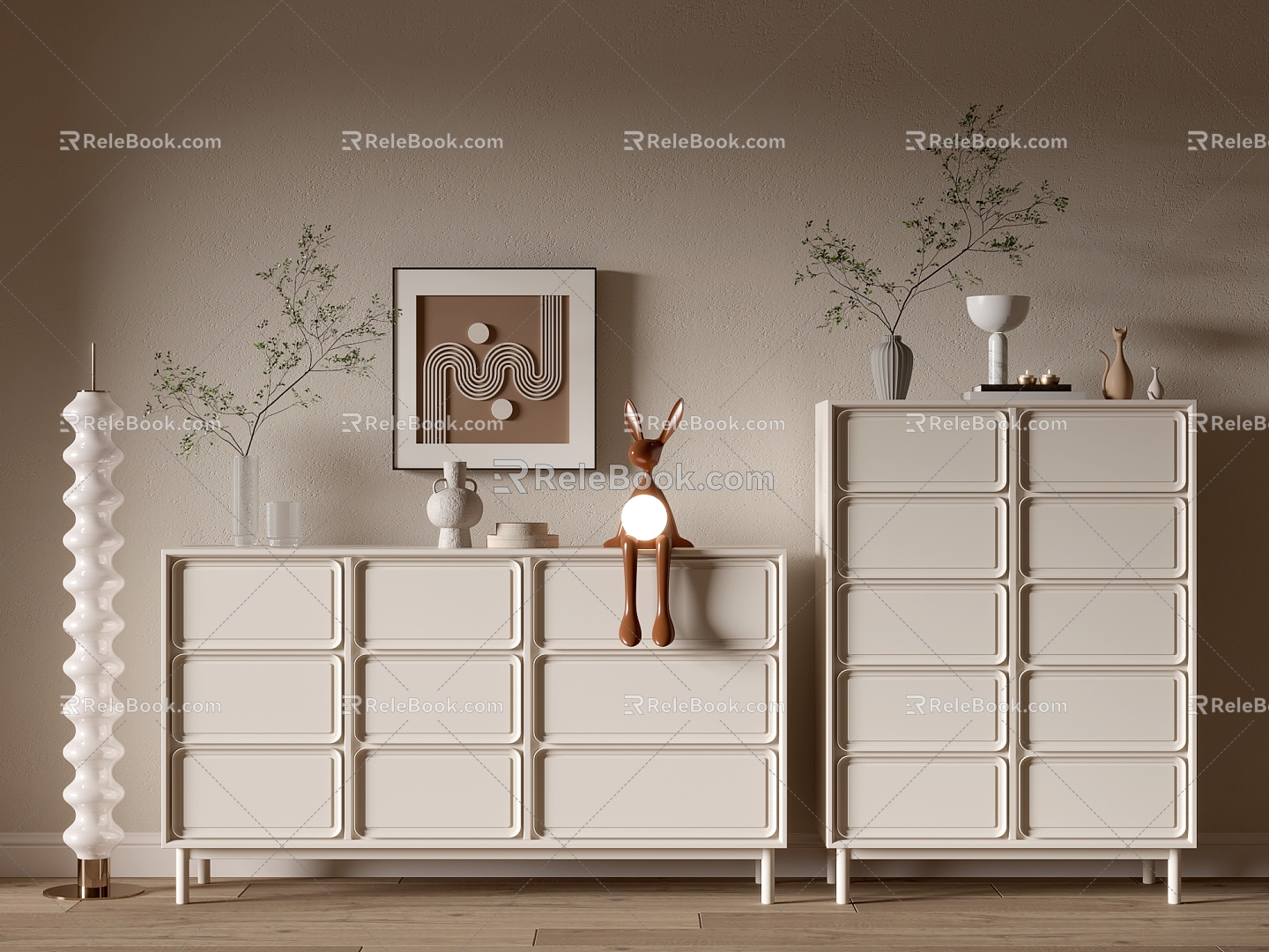 Entrance Cabinet Shoe Cabinet Sideboard Wall Decorative Pendant Ornaments Bucket Cabinet Cream Decorative Cabinet Low Cabinet Sideboard 3d model