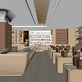 Neat Specialty Store Interior With Wooden Shelves Displayed Products Counter And Lighting