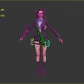 Sci Fi Female Character With Black Coat Short Skirt Boots And Blue Accents Gear