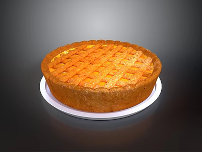 Delicious Homemade Fruit Pie With Lattice Crust Served On White Plate 3d model