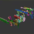 Different Types Of Modern Tactical Weapons With Colorful Designs And Features