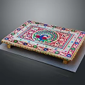 Decorative Colorful Outdoor Table With Peacock Design Gold Accents And Intricate Patterns