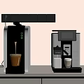 Modern Black And Silver Coffee Machines Making Coffee With Glass Cups