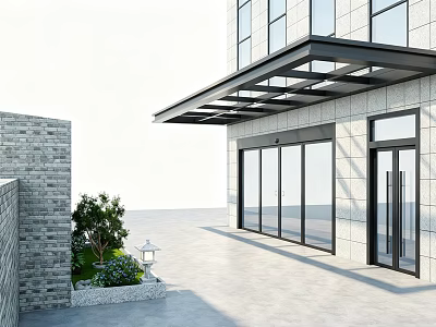 Modern Heavy Duty Glass Sunshade Awning For Commercial Building Outdoor Entrance Decoration And Protection 3d model