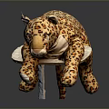 Soft Leopard Print Plush Stuffed Toy Lying On White Display Board Surface 3d model