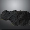Modern Scene With Black Organic Waste Pile And Colored Debris Fragments