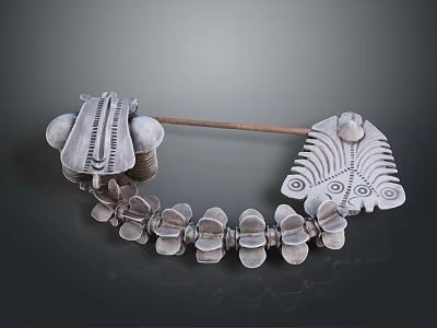 Traditional Handmade Silver Ornament With Intricate Patterns And Feather Design 3d model
