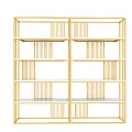 Golden Modern Shelving Unit With Multiple Open Tiers And Vertical Slats Design 3d model