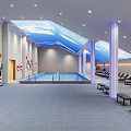 Indoor Swimming Pool With Loungers Ocean Themed Decor And Sky Ceiling