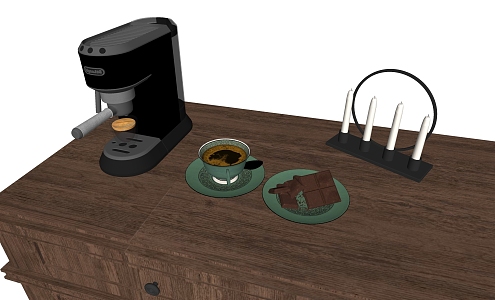 American coffee cup coffee machine plate 3d model