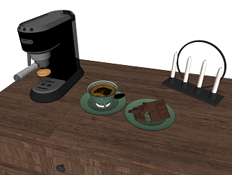 American coffee cup coffee machine plate 3d model