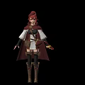 Game And Movie Character With Red Hair Red Cloak White Top Brown Belt And Boots