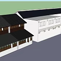Contemporary Commercial Complex Facade Featuring Storefronts Large Glass Windows And Decorative Elements