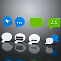 Vibrant Colored Speech Bubbles With Various Icons And Different Shapes Design