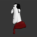 Cartoon Game Movie Character With White Head Short Black Hair Round Glasses And Red Clothing