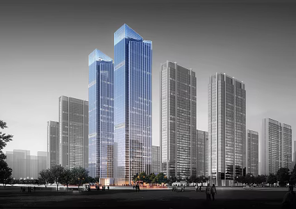 Modern Office Building Suzhou Bay Enterprise Center Taihu New Town Super High-rise Twin Towers 3d model