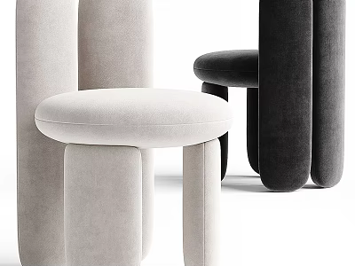 Modern Accent Chair with White Black Velvet Upholstery and Cylindrical Legs Design 3d model